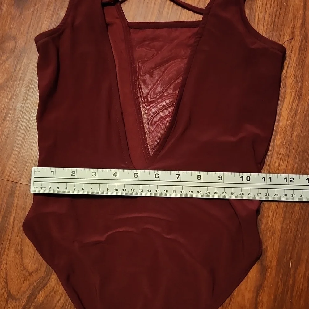 Forever 21 Bodysuit Small Maroon Velour